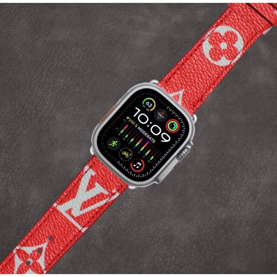 Elegant Red White Monogram Leather E5b7 2