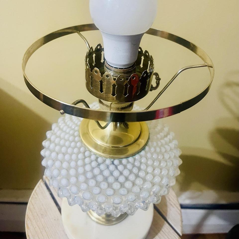 Vintage Hobnail Milk Glass Hurricane 7