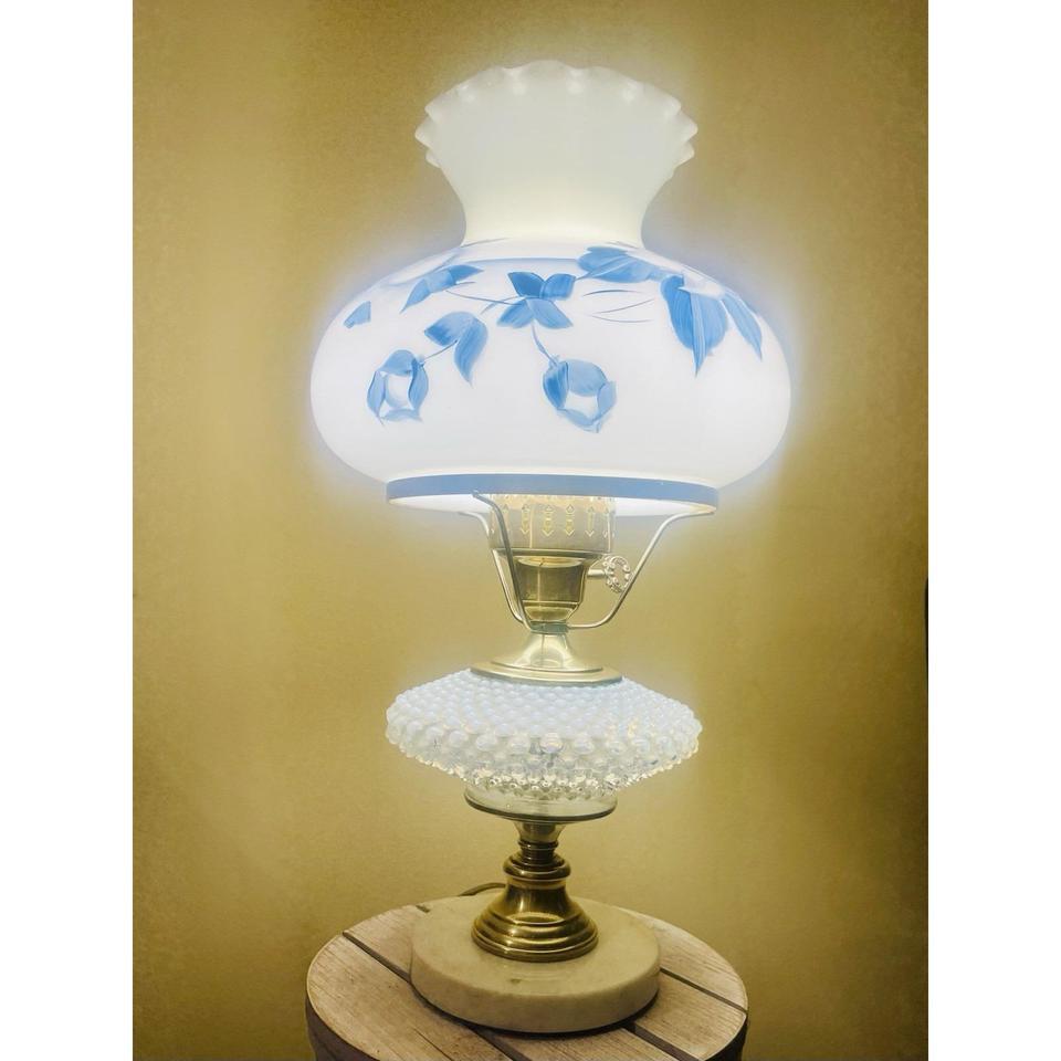 Vintage Hobnail Milk Glass Hurricane 2