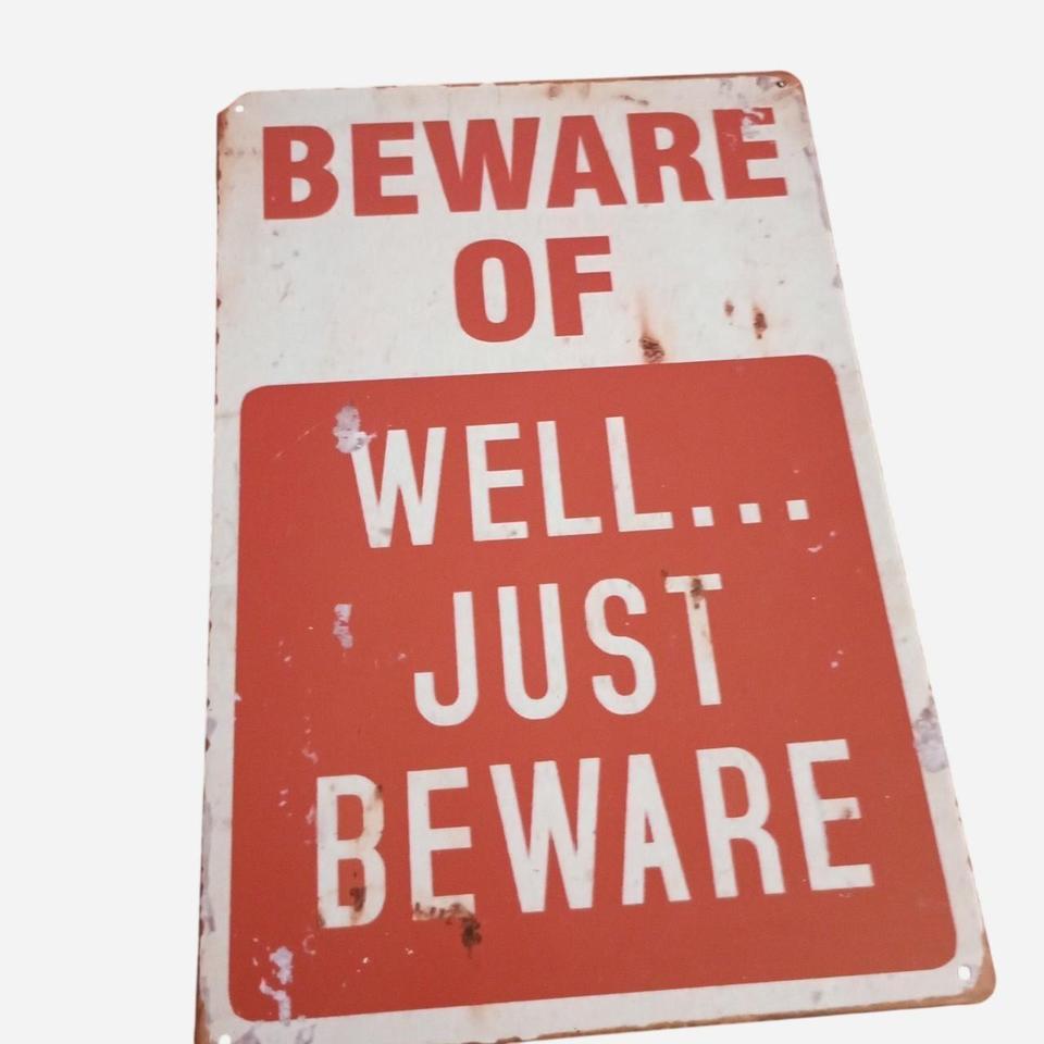Red And White Metal Sign 425b