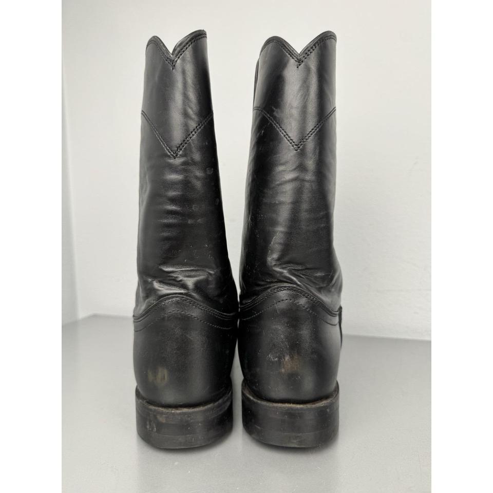 Justin Black Leather Roper Boots 4b25 5