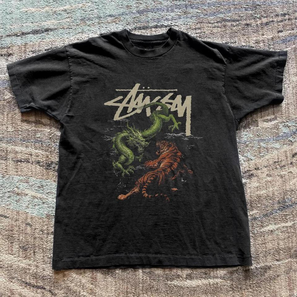 Black Stussy Tiger Dragon Tee 1047