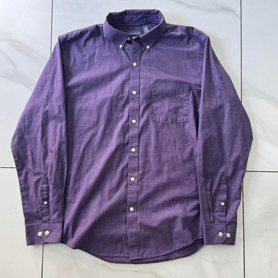Van Heusen Purple Checked Button