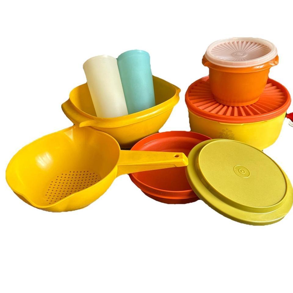 Vtg Tupperware Containers Harvest Colors F0bb