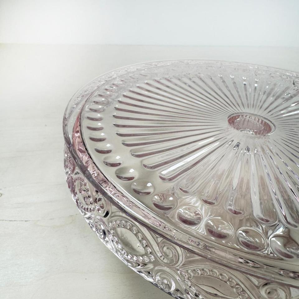 Light Pink Glass Cake Stand Ae24 8