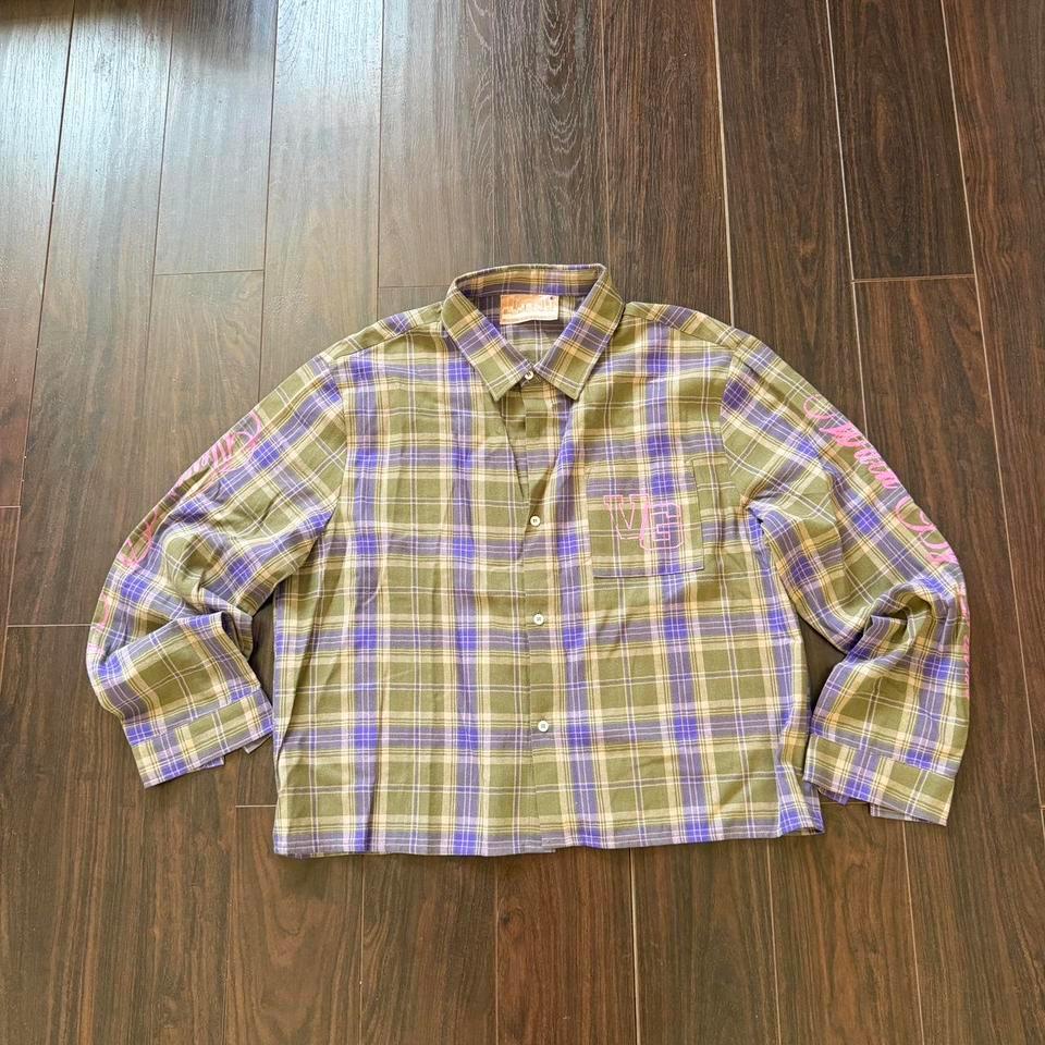 Green And Purple Plaid Flannel F6e6