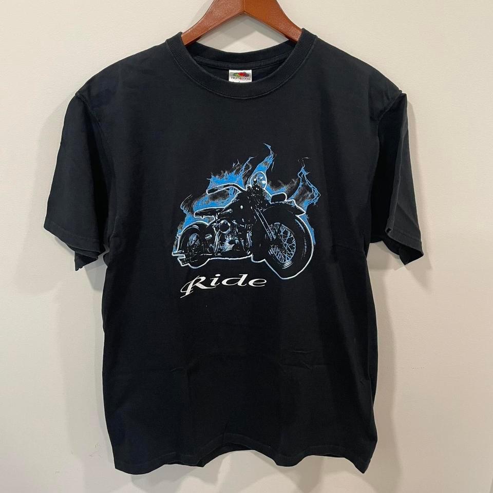 Black Vintage 90s Motorcycle Tee 16fa