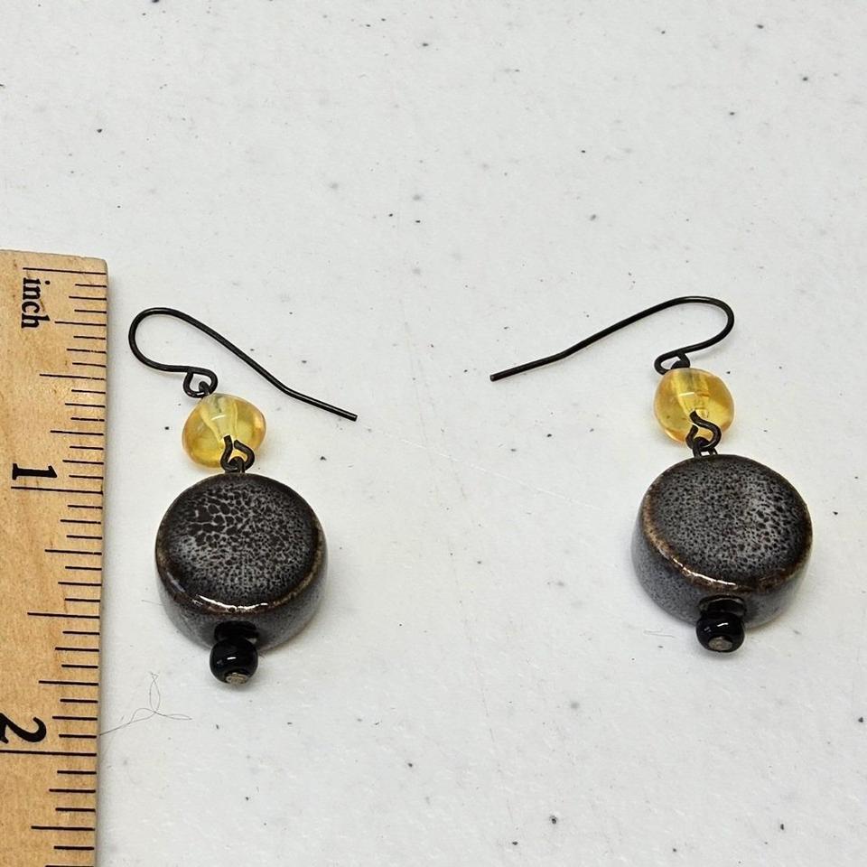 Ceramic Drop Earrings Women Gray 5914 3