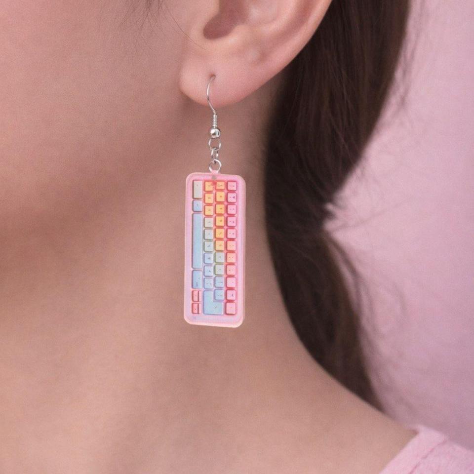 Pink Keyboard Earrings Cute 2