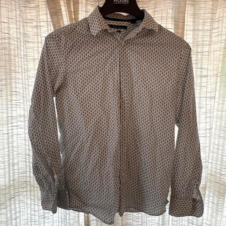 Perry Ellis Paisley White Button 376f
