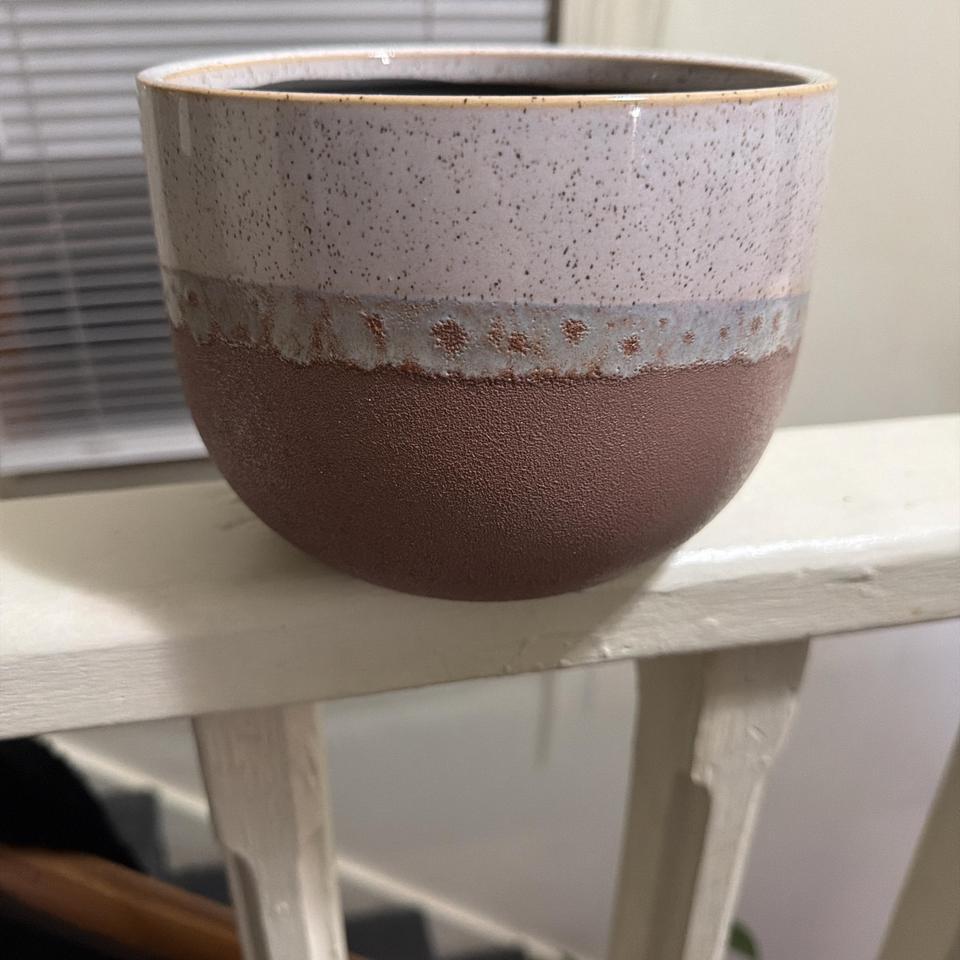 Brown And White Ceramic Planter 2