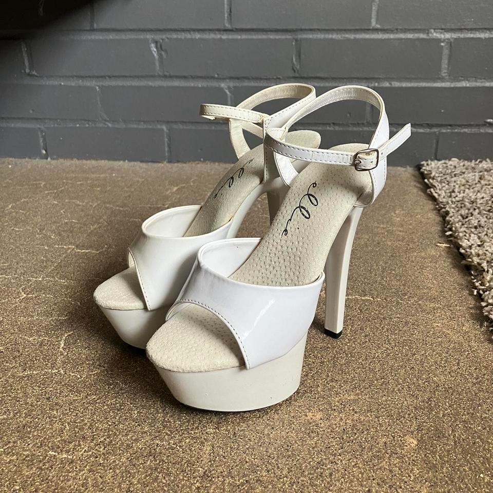 White Platform Heels With Ankle D72e