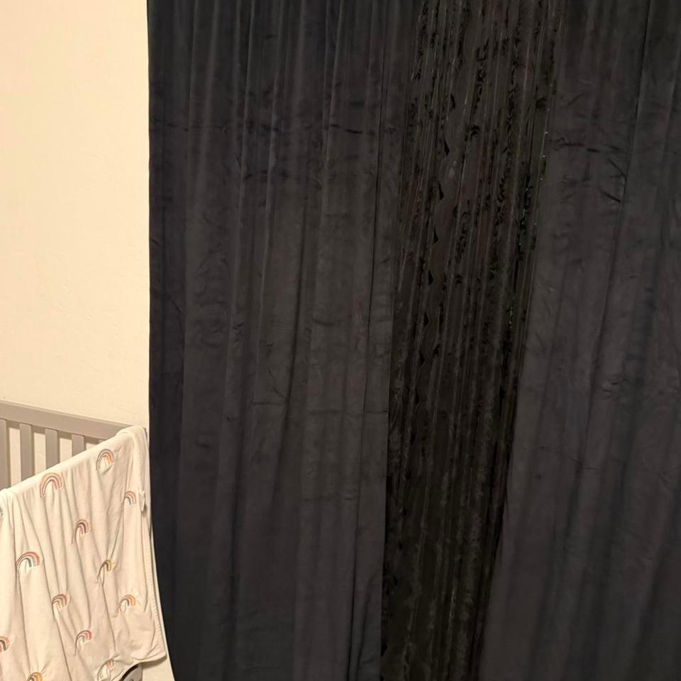 Black Velvet Blackout Curtains Pair F775 2
