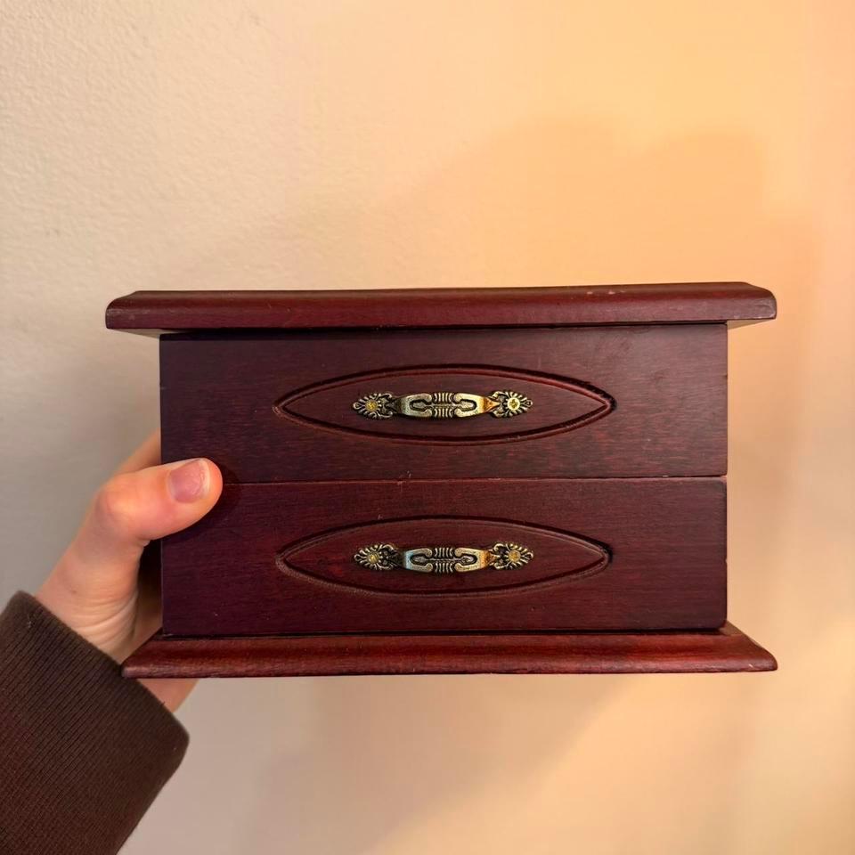 Vintage Wooden Jewelry Box With 27b9 3