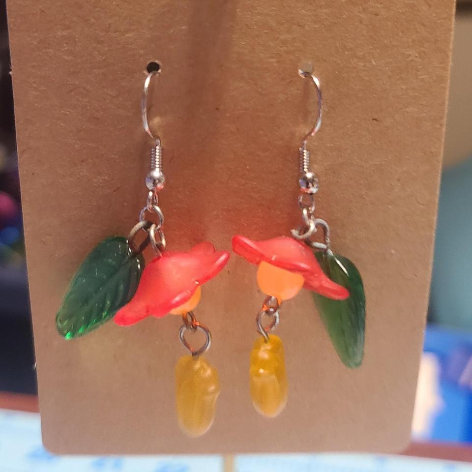 Flower Earrings Acrylic Glass Handmade