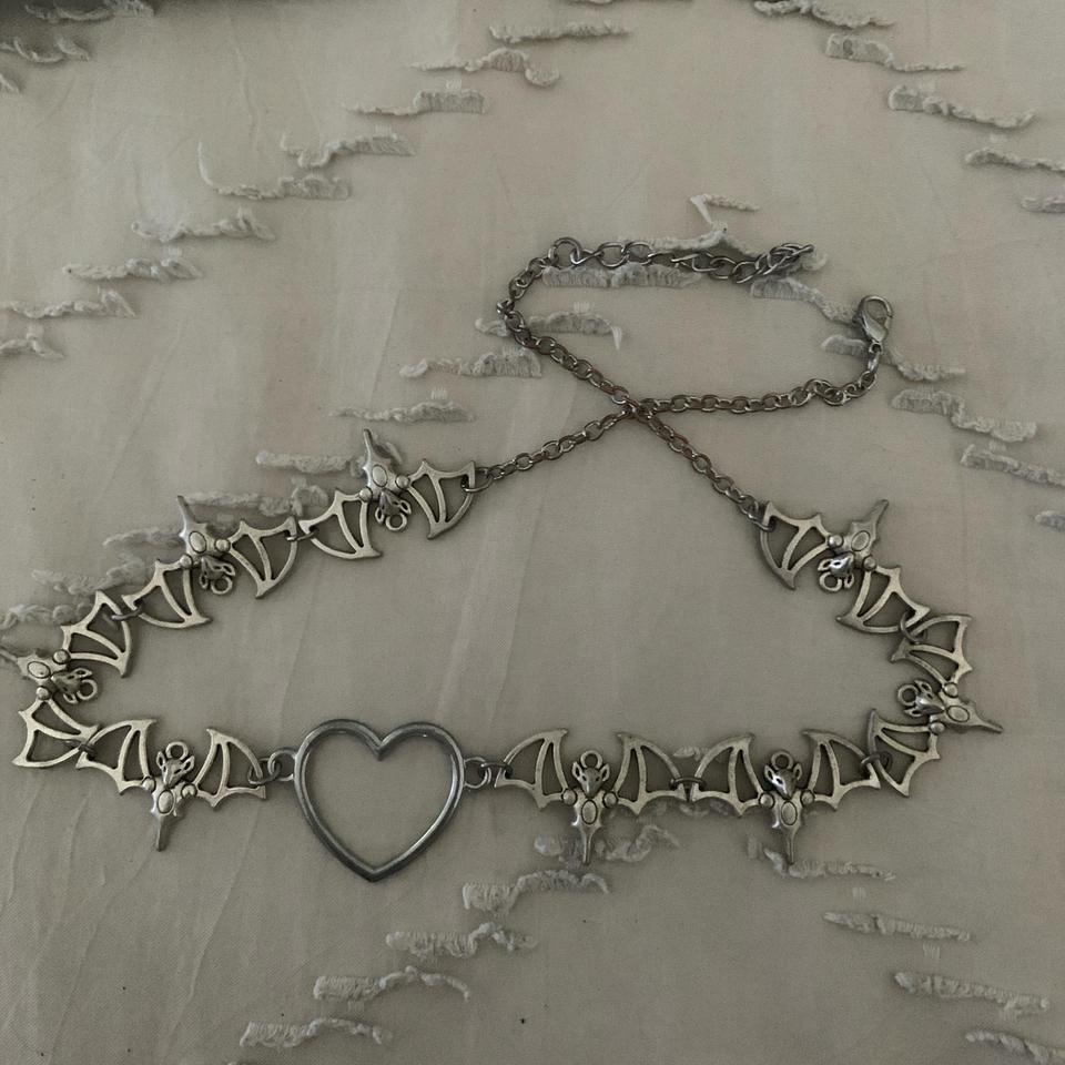 Silver Bat Choker Necklace Gothic