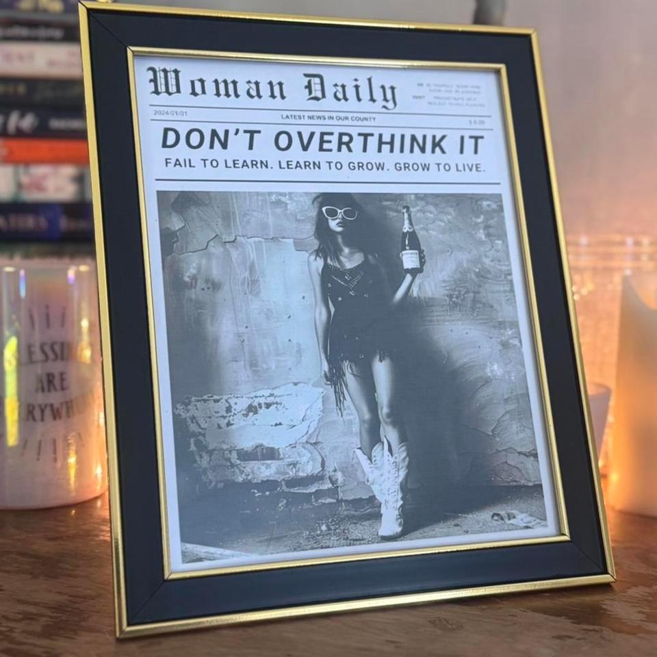 Gold Framed Newspaper Print Feminist Bd42