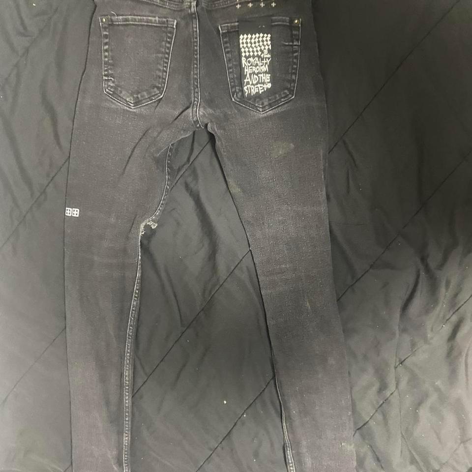 Black Distressed Straight Leg Jeans A07f 2