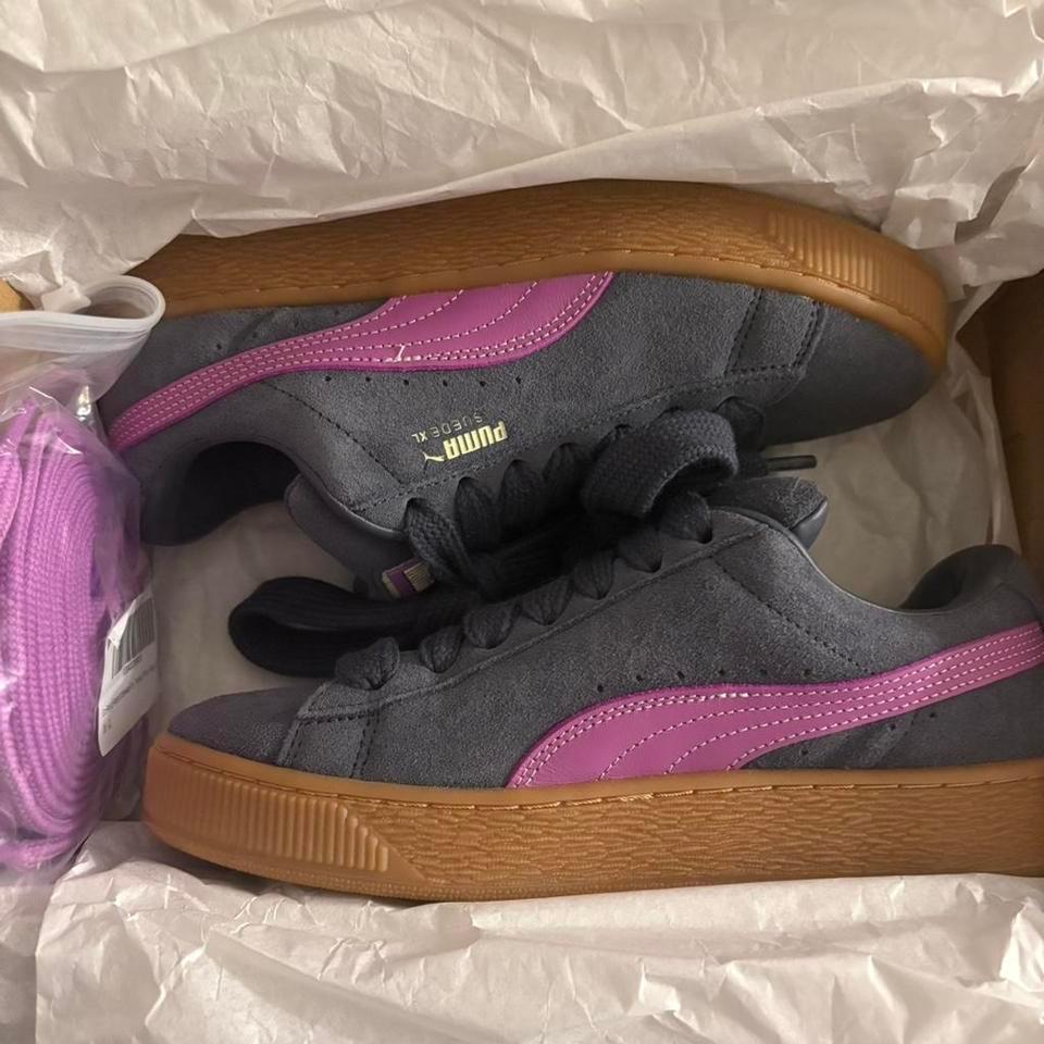 Puma Grey Suede Trainers Sneakers 8569