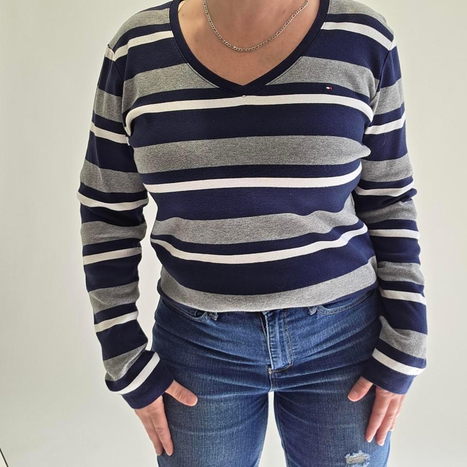 Navy Grey And White Striped
