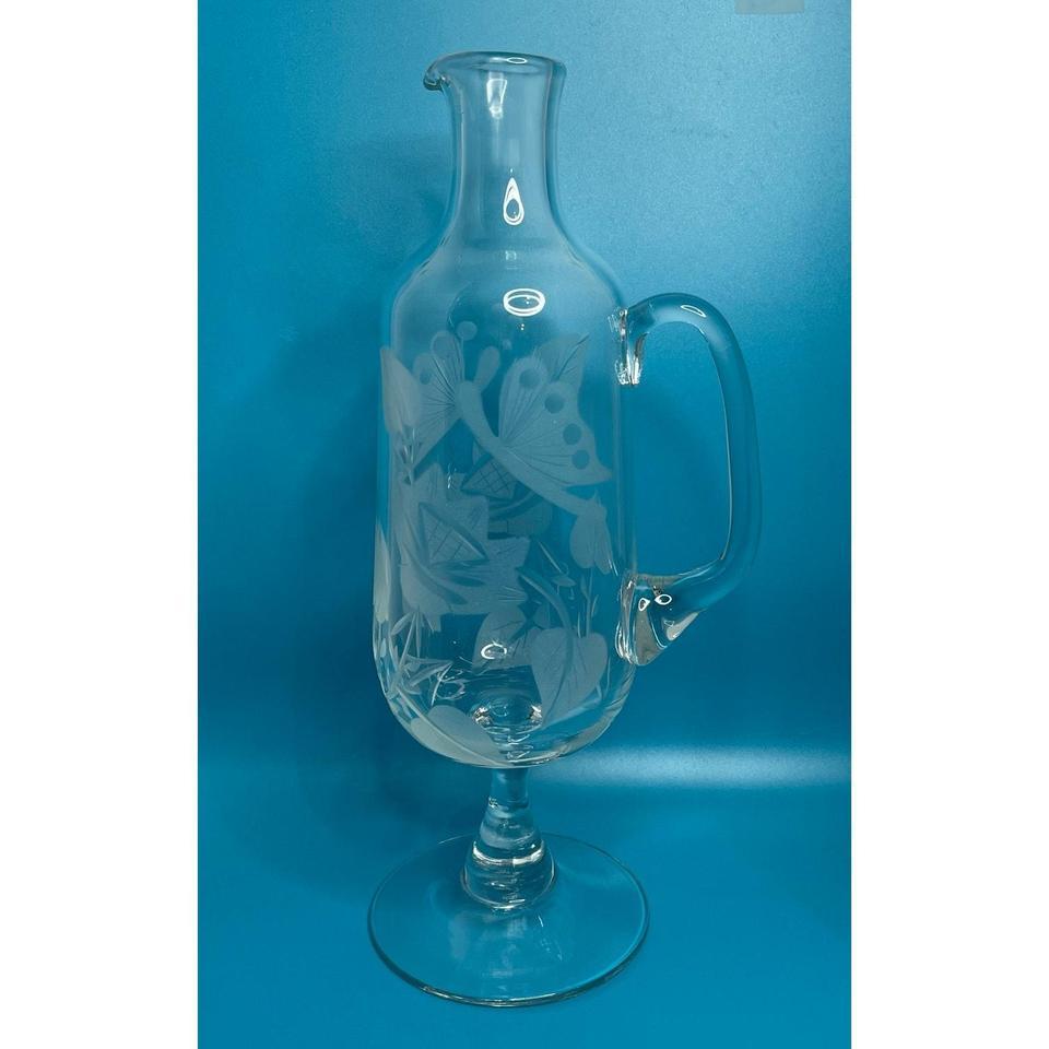 Vintage Etched Crystal Wine Decanter 6