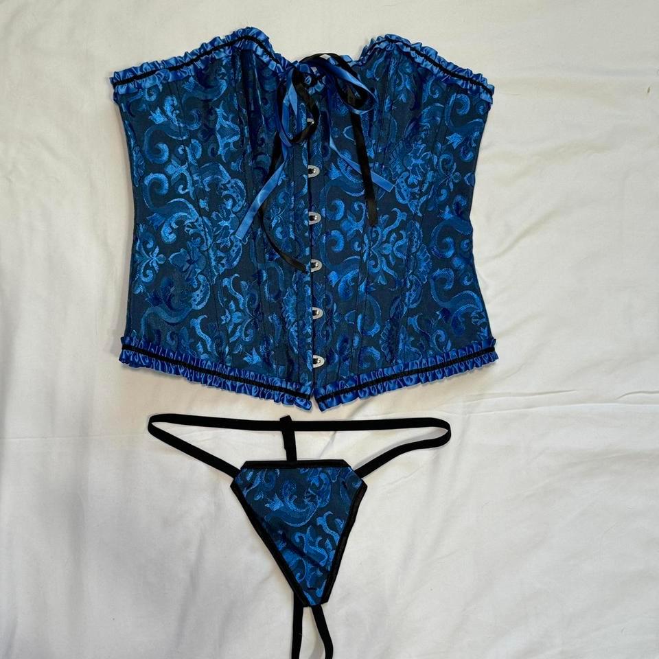 Blue And Black Boned Corset 2