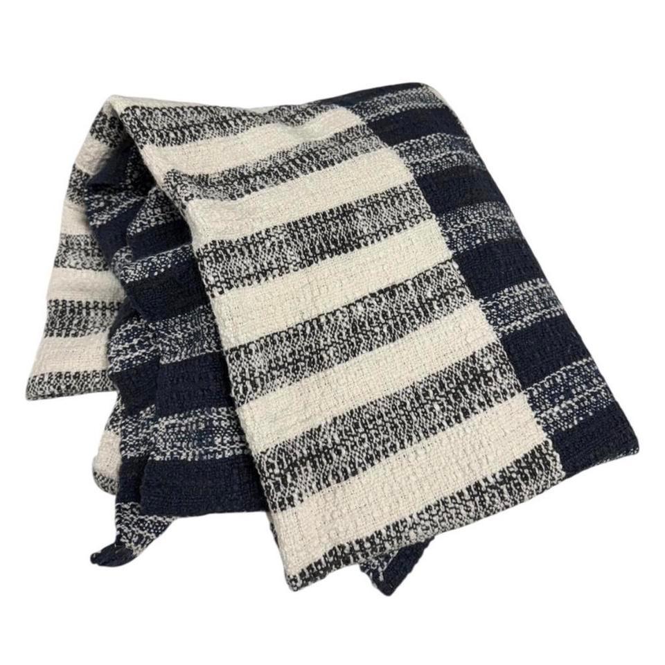 Navy And White Striped Cotton E35c 2