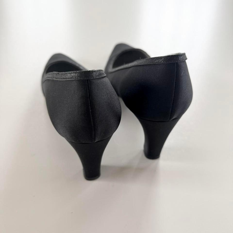 Black Satin Pointed Toe Pumps 7842 5