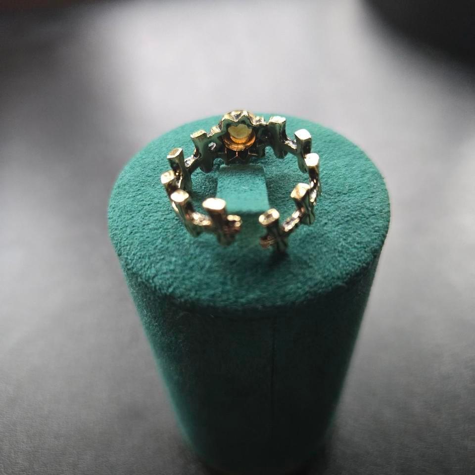 Gold Tone Ring With Amber Style Ce92 4