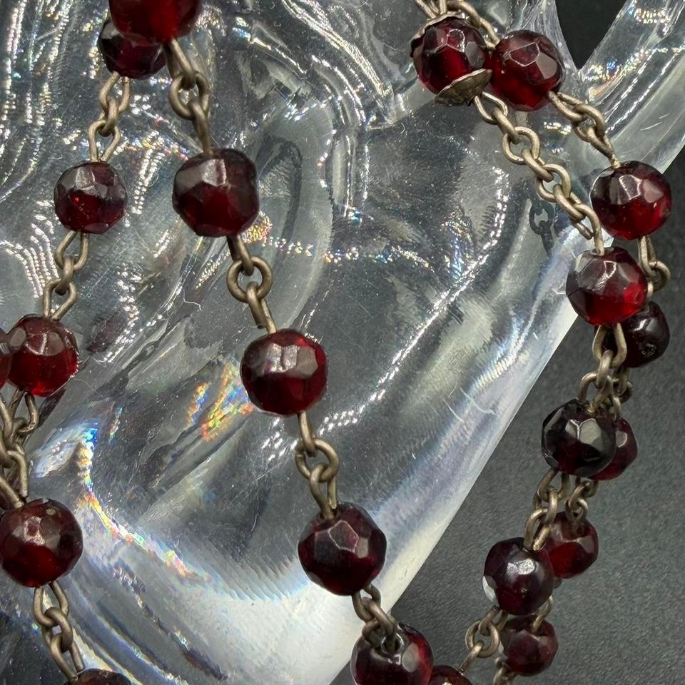 Garnet Crystal Rosary Bead Necklace 64d8 7