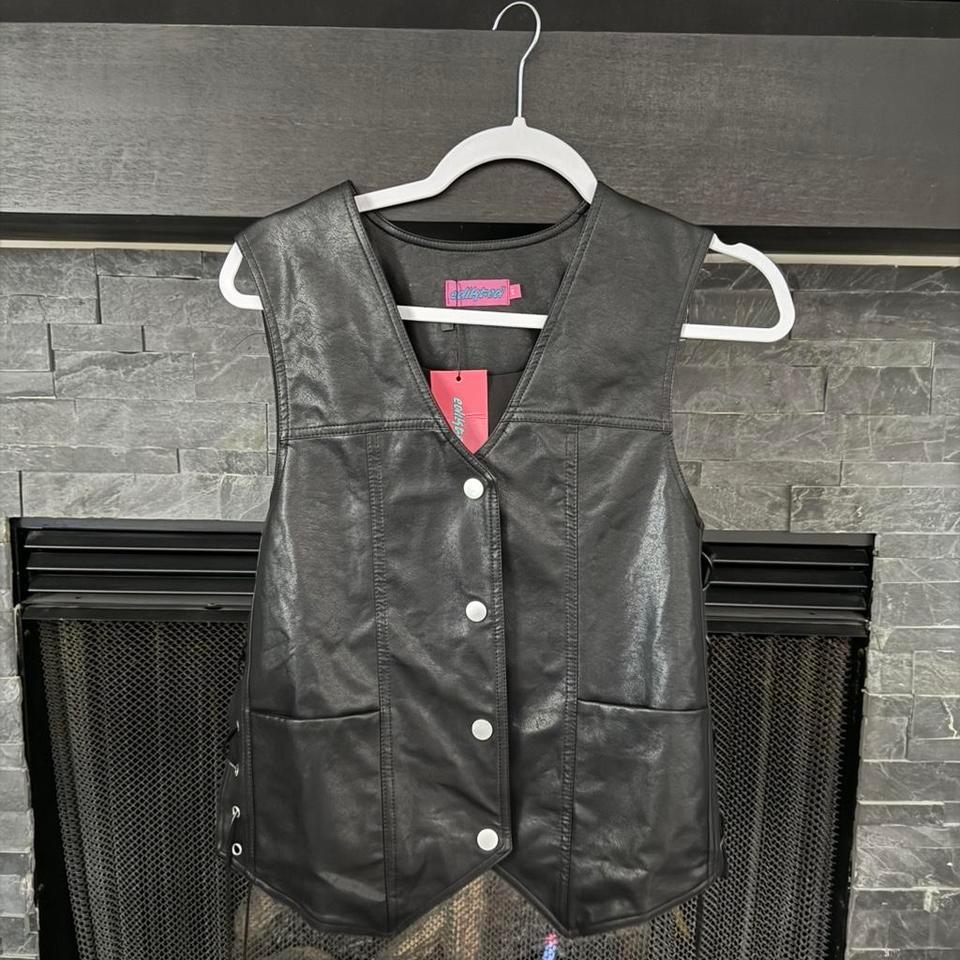 Edikted Black Leather Vest With 36ac