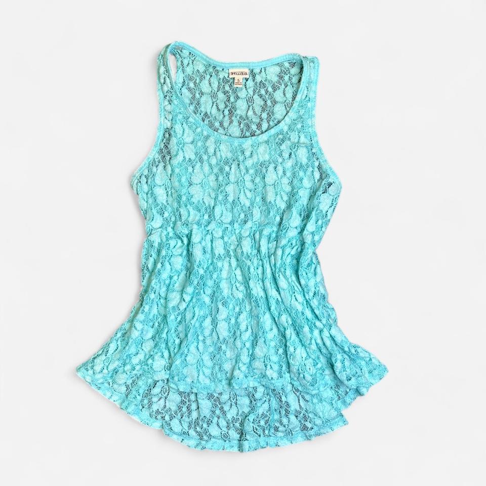 Mudd Aqua Blue Lace Tank D39a