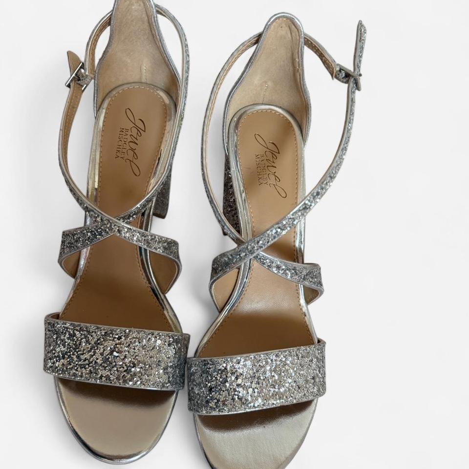 Silver Glitter Heels With Adjustable 5d35 2