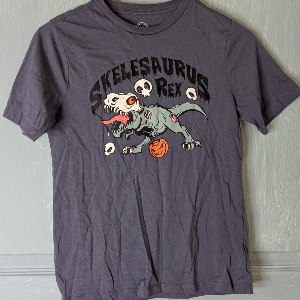 Grey Halloween Dinosaur Tee Size A383