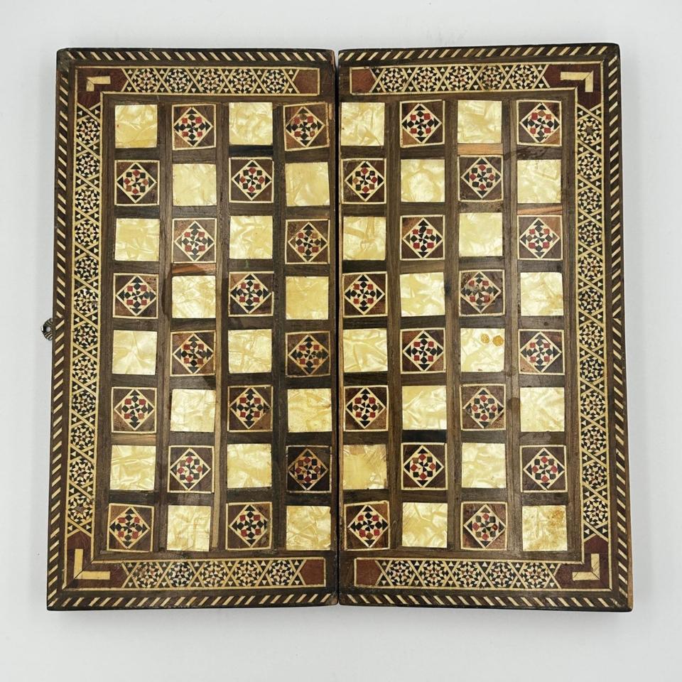 Vtg Syrian Mosaic Game Board Bb81