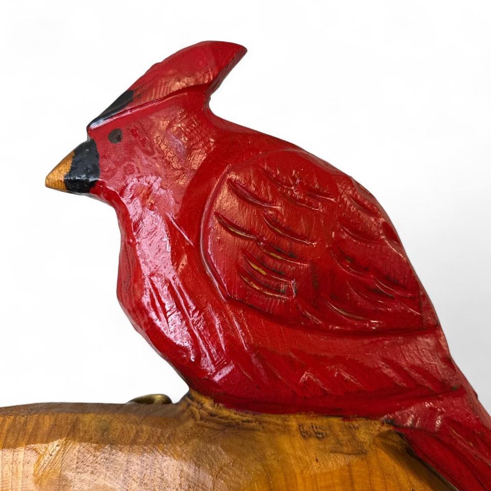Vintage Rustic Hand Carved Red B572 2