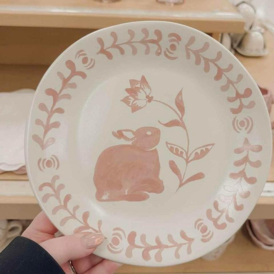 2pc Aralia Pink Bunny Stoneware 806b