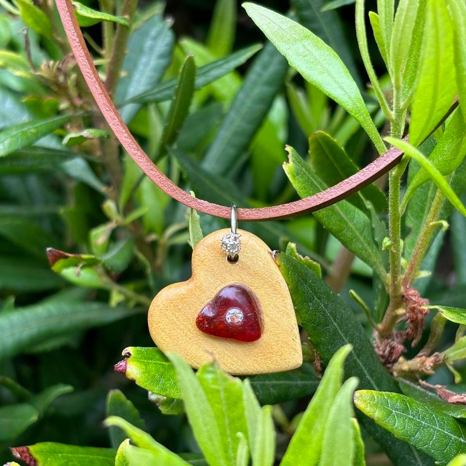 Handmade Cherry Wood Pendant Heart