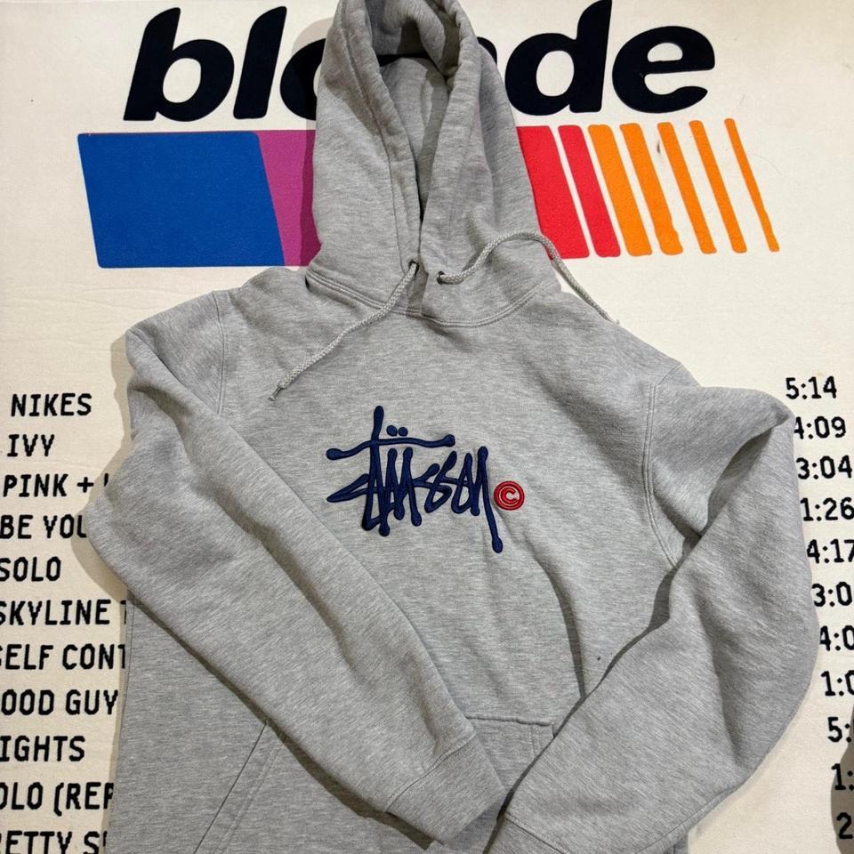 Stussy Grey Hoodie With Blue 63a4