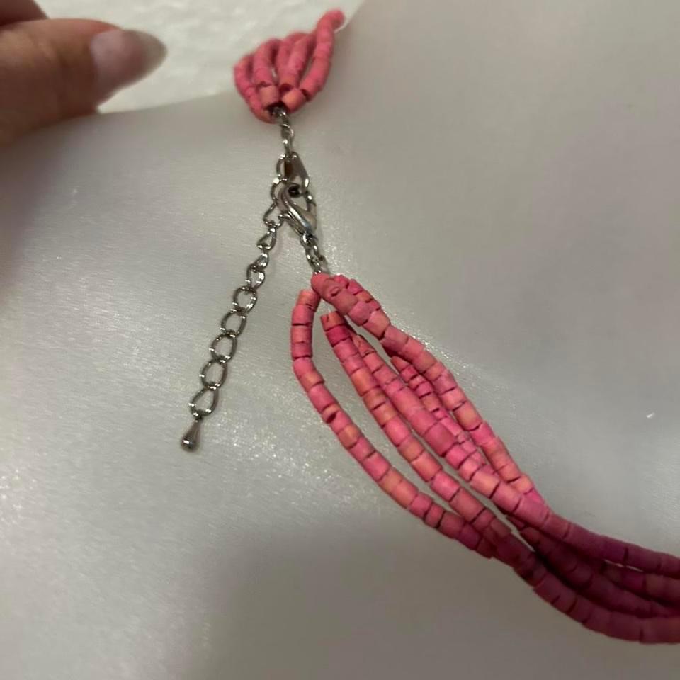 Pink Shell Flower Necklace With 4739 3