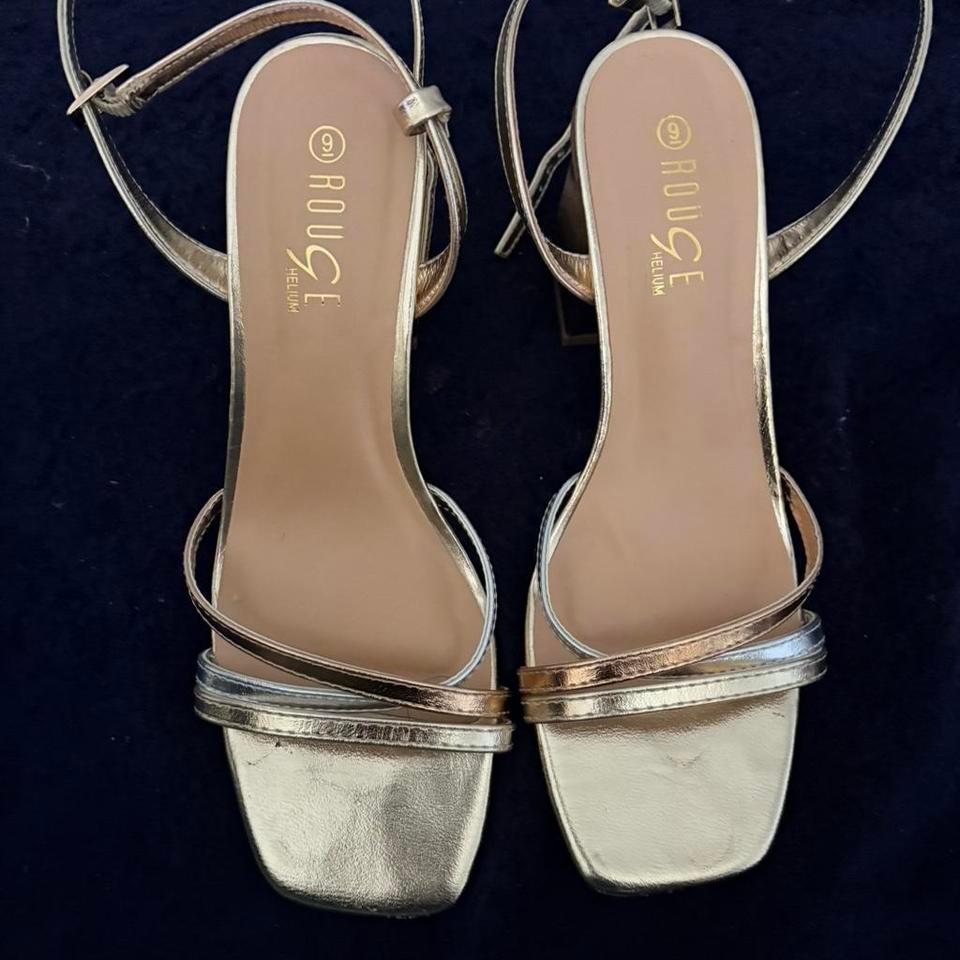 Gold Metallic Strappy Heels With 703a