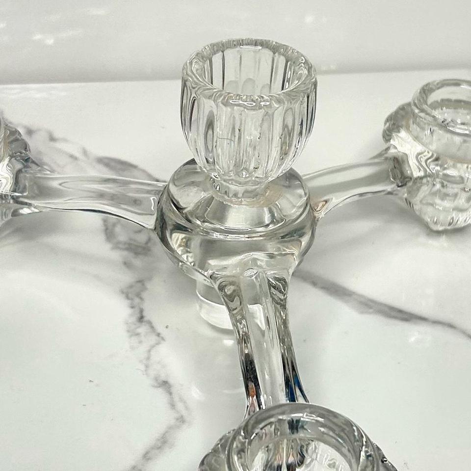 Vintage Glass Candelabra 4 Arm 1d9b 4
