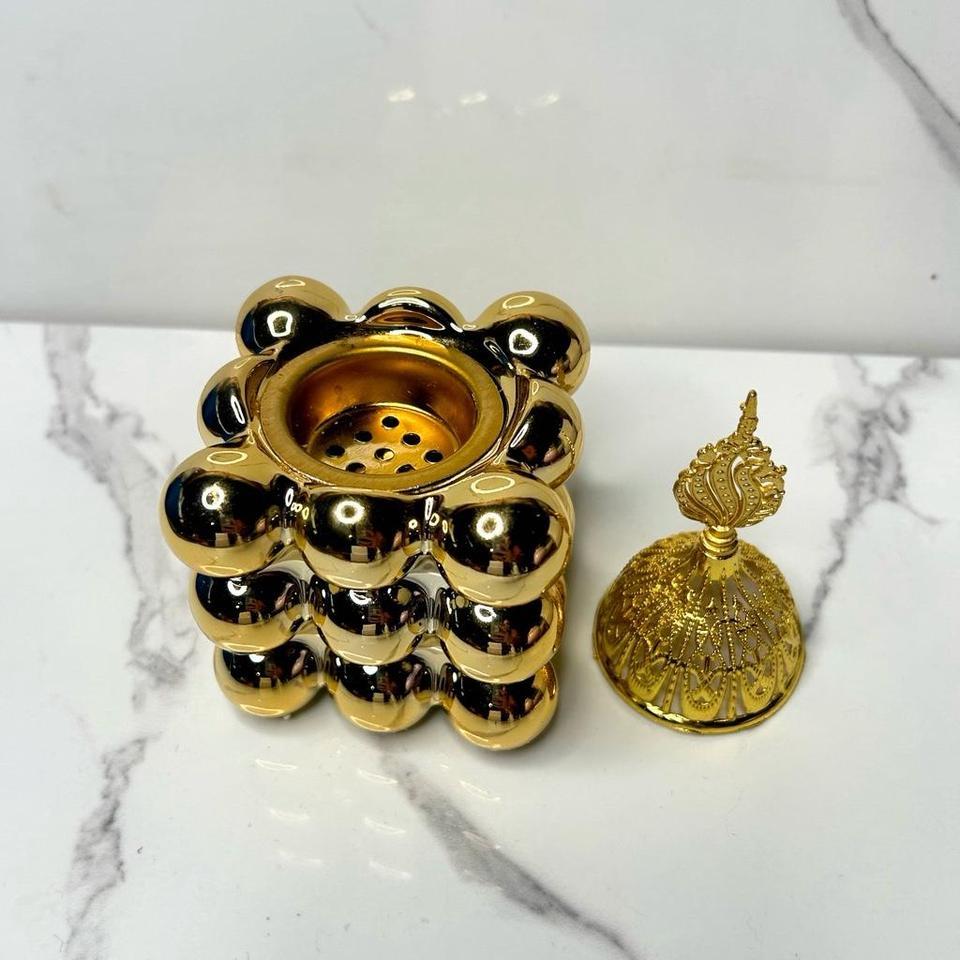 Gold Bubble Cube Incense Burner B80a 3