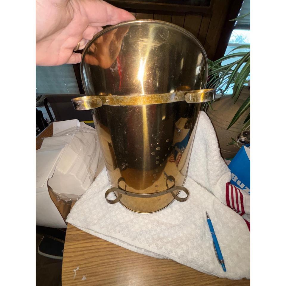 Vintage Brass Fireplace Companion Bucket 0e52 4