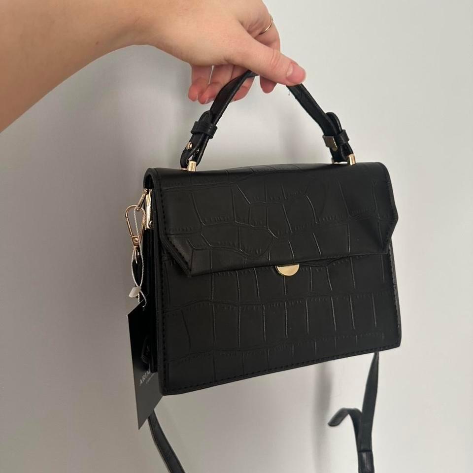 Black Faux Leather Crossbody Bag 886c