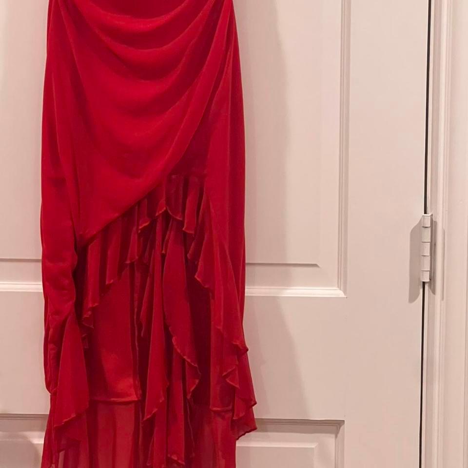 Red Ruffle Maxi Dress Square F44b 2