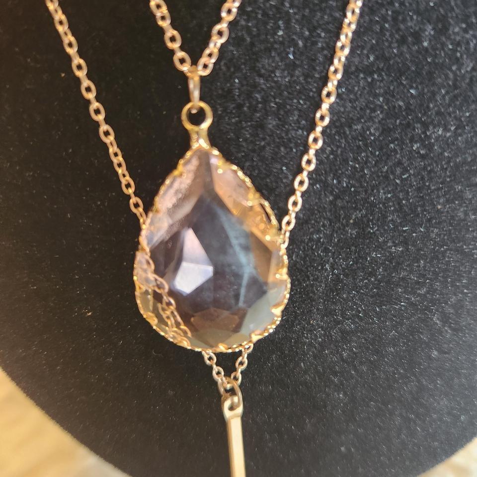Gold Layered Necklace With Rose 7706 2