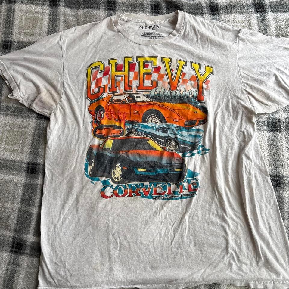 White Vintage Chevy Corvette T Shirt Da73
