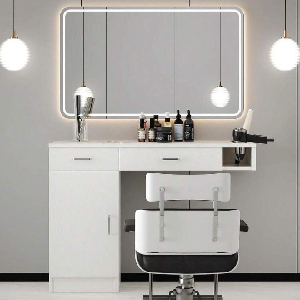 White Modern Desk With Drawers A75b