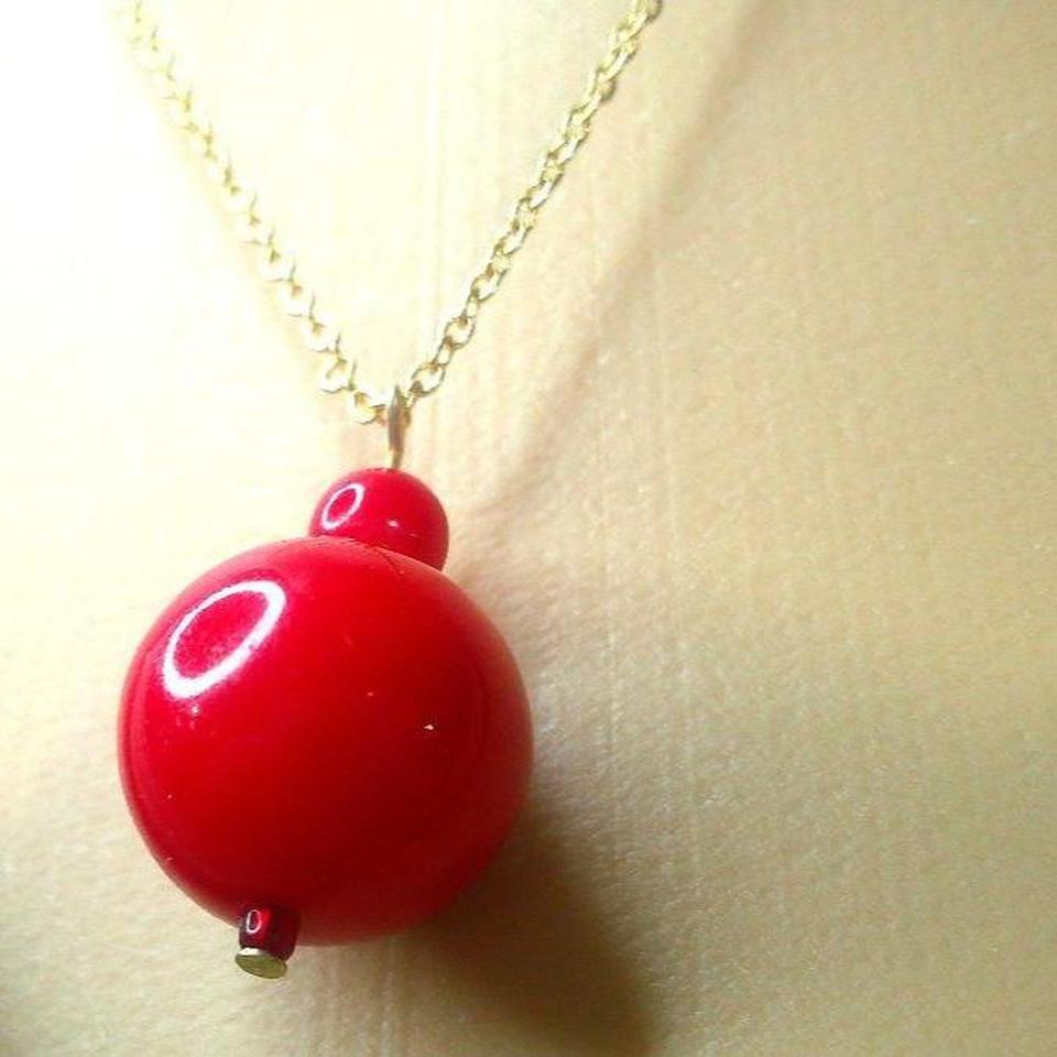 Red Bead Pendant Necklace 5